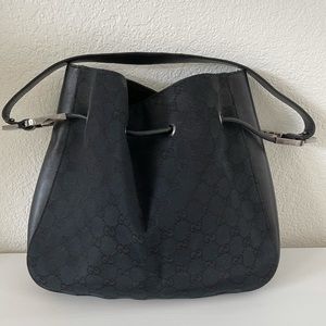 GUCCI Monogram Print Structured Hobo
